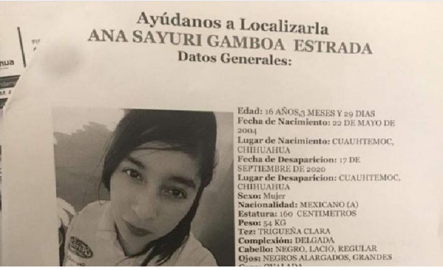 Desaparece  jovencita de 16 años en Cuauhtémoc