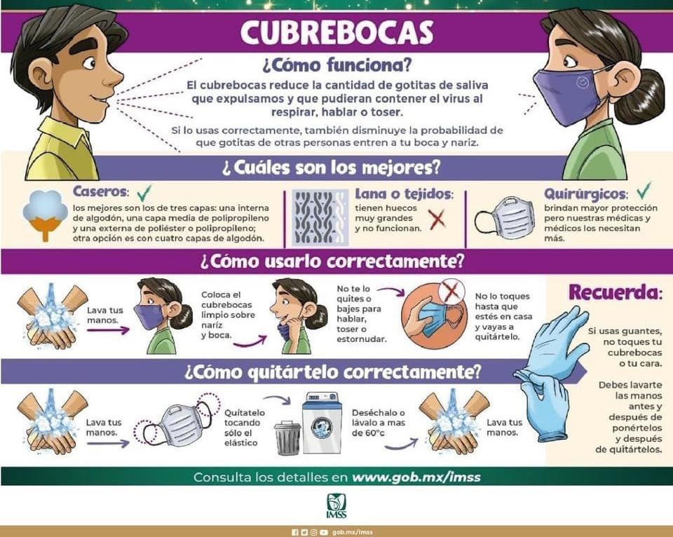 Insiste IMSS en llamado al uso del cubrebocas