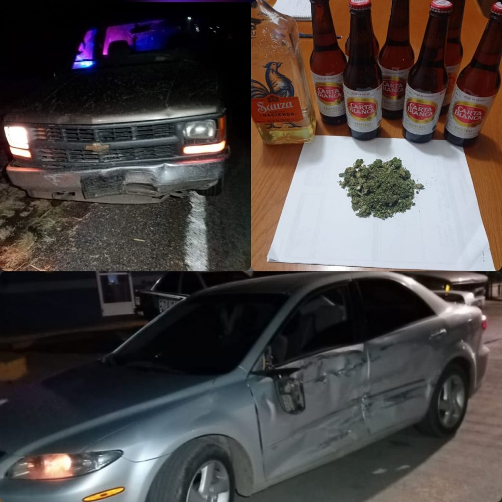 Conductor de pick up choca, se da a la fuga y posteriormente lo ubican y detienen con droga