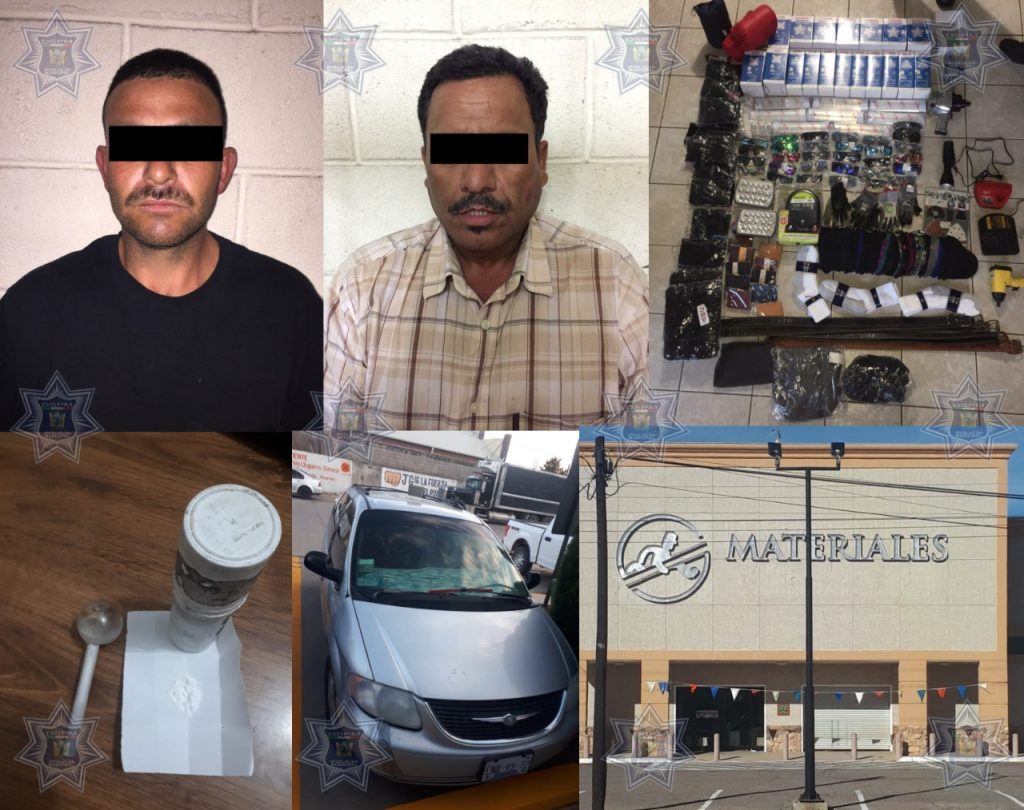 Detienen a par de ladrones y les aseguran droga y varios artículos