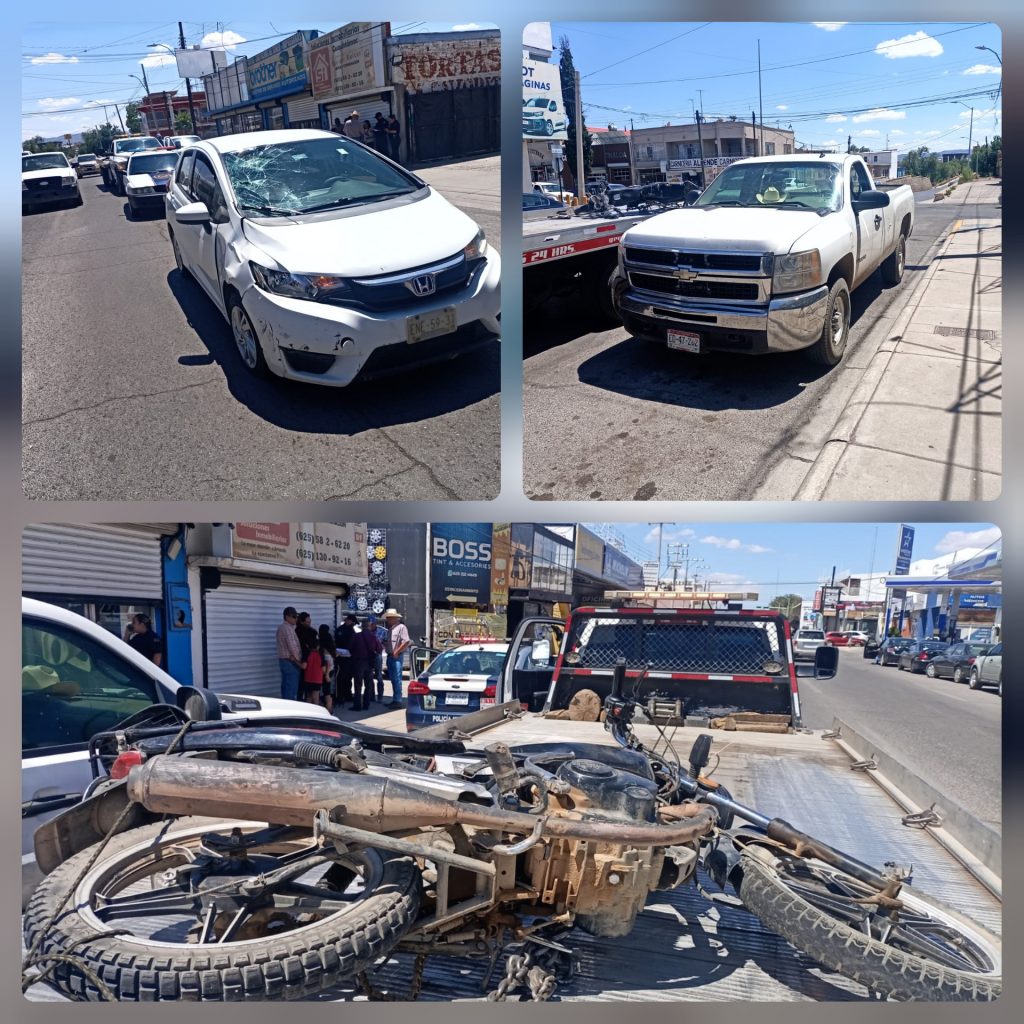 Motociclista resulta lesionado de gravedad en triple choque en la 18 y Allende