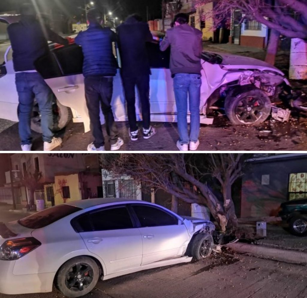 Huían de la policia y se estamparon contra árbol en la Santa María