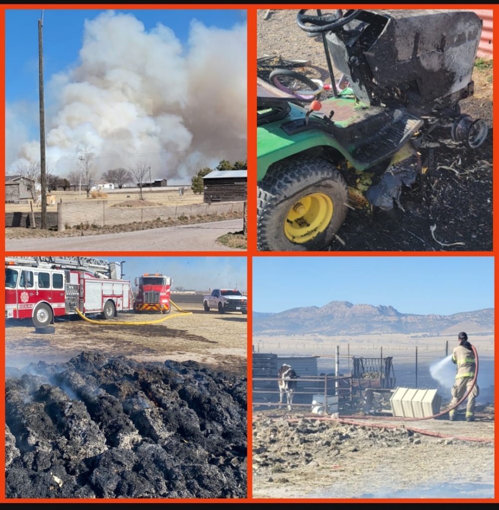 Voraz incendio consume pacas de pastura, herramientas y un tractor en campo menonita