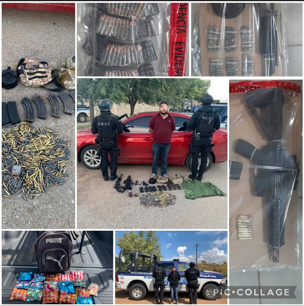 Detienen a dos con armas, droga y granadas en Cuauhtémoc