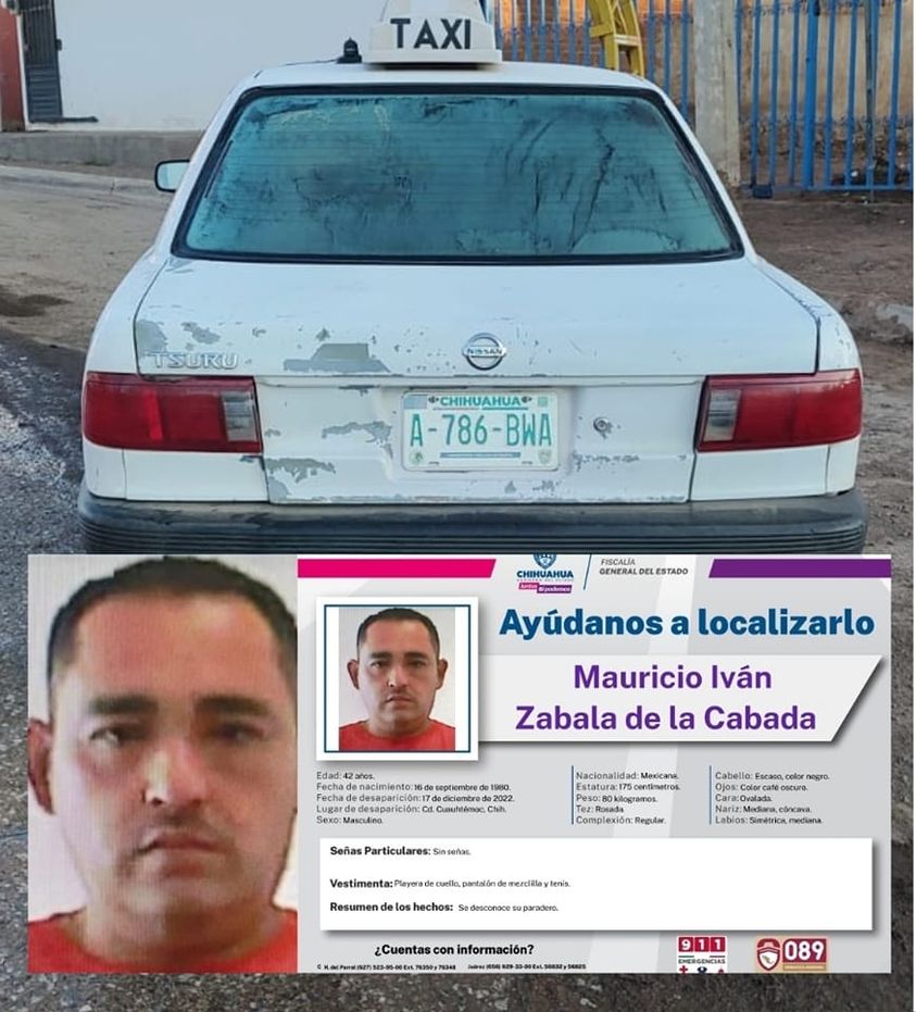 Encuentran abandonado el taxi de hombre privado de la libertad