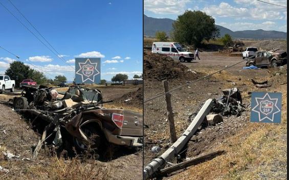 Roba camioneta y en la huída vuelca y muere