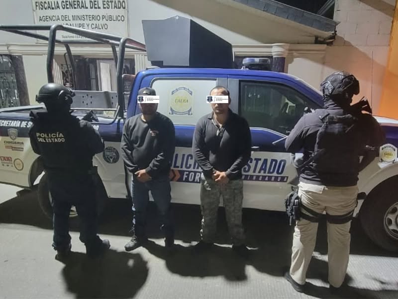 Detiene SSPE a dos hombres armados en Guadalupe y Calvo por portación ilegal de armas